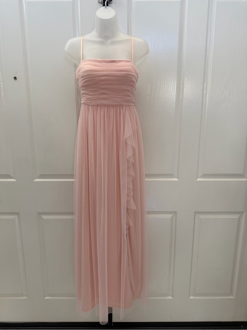 Elegant Blush Pink Spaghetti Strap Formal Dress 5/6